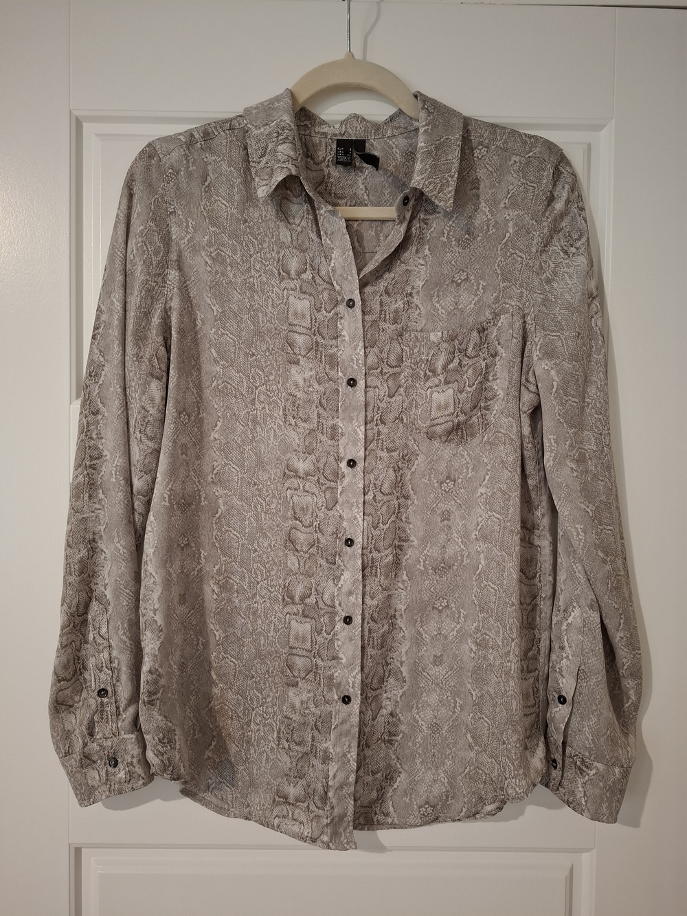 Mango Snake-Print Blazer in Taupe